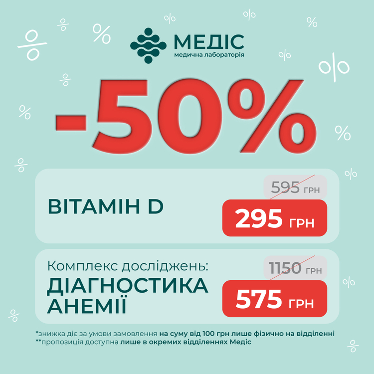 Фото акції –50% на важливі аналізи у лютому! 🎁